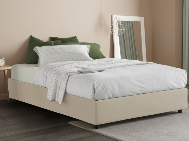 Letto piazza e mezza Andla, adatto per materasso Cm 120x200, Beige