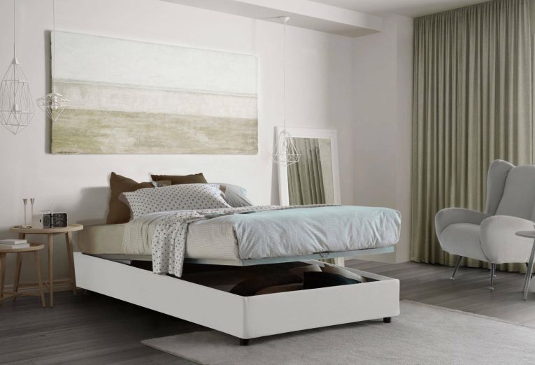 Letto piazza e mezza Andla, adatto per materasso Cm 120x200, Bianco