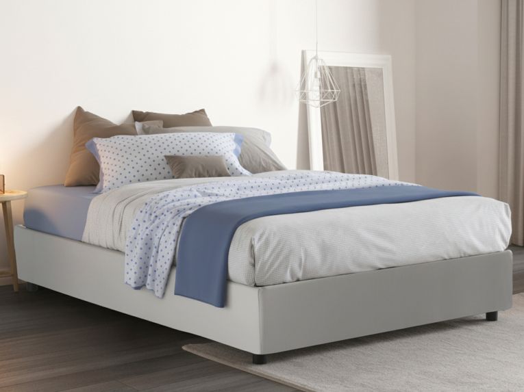 Letto piazza e mezza Andla, adatto per materasso Cm 120x200, Bianco