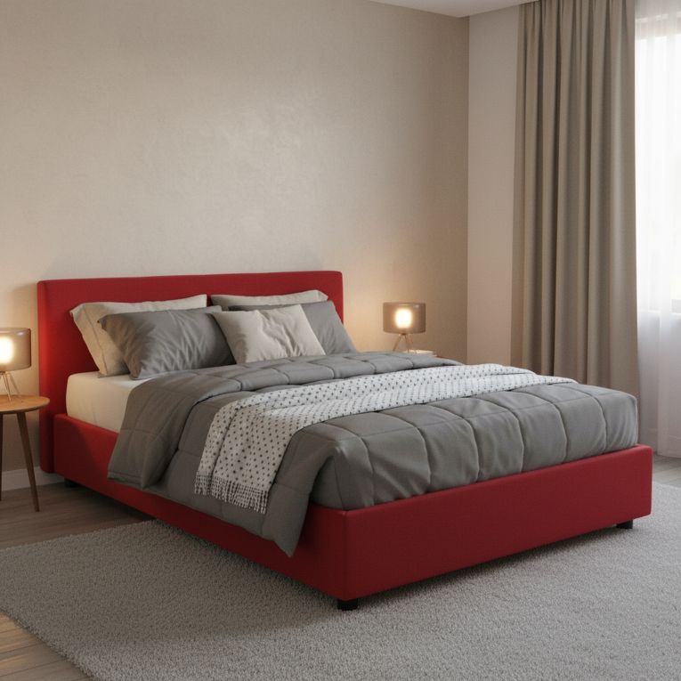 Letto piazza e mezza Andla, adatto per materasso Cm 120x200, Rosso