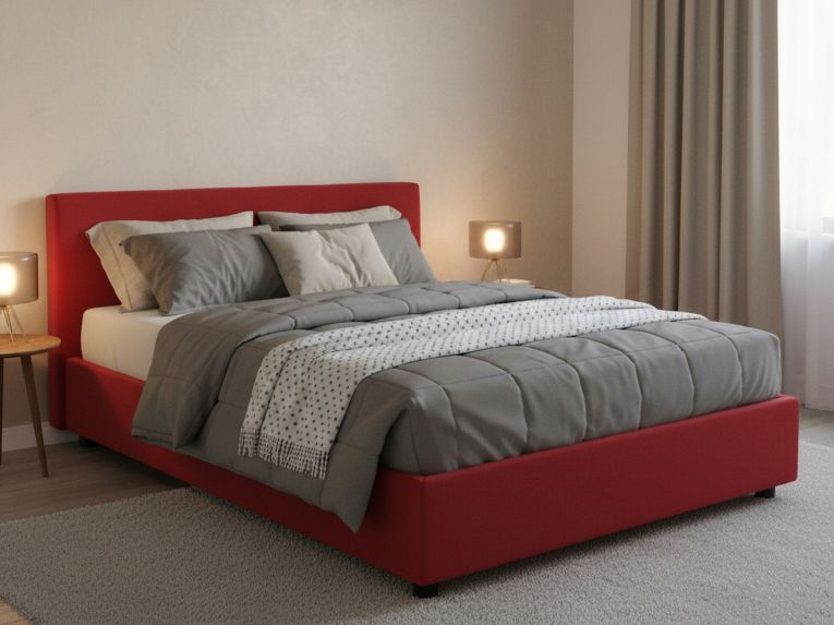 Letto piazza e mezza Andla, adatto per materasso Cm 120x200, Rosso