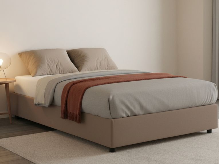 Letto piazza e mezza Andla, adatto per materasso Cm 120x200, Tortora