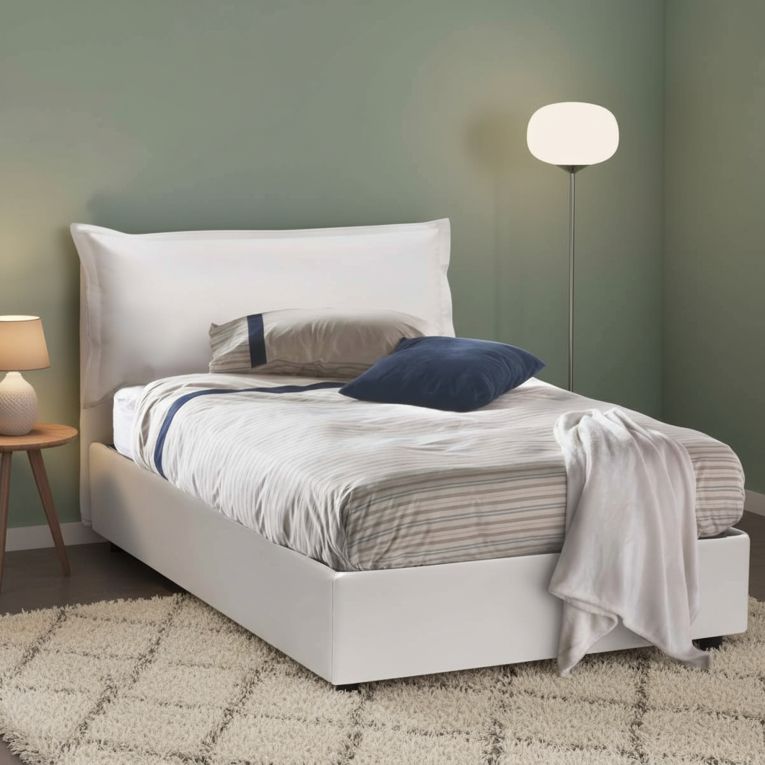 Letto piazza e mezza Andora, adatto per materasso Cm 120x200, Bianco