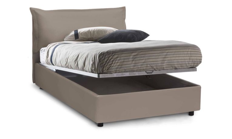 Letto piazza e mezza Andora, adatto per materasso Cm 120x200, Tortora