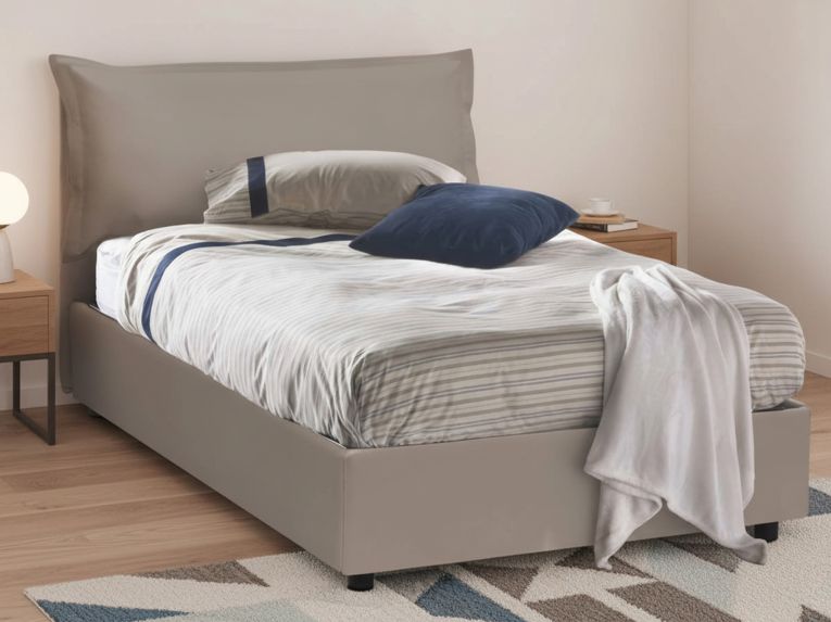 Letto piazza e mezza Andora, adatto per materasso Cm 120x200, Tortora