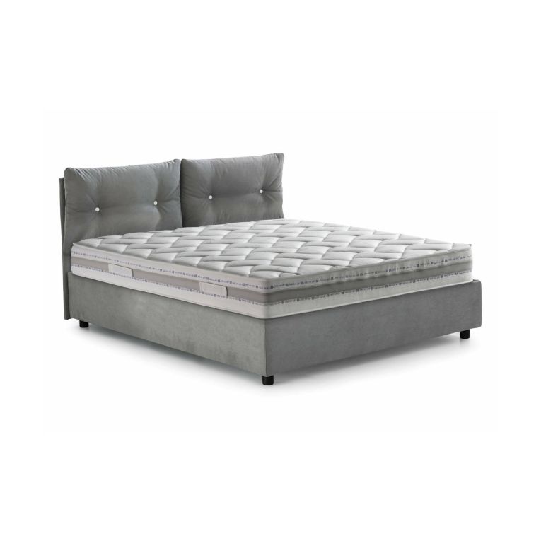 Letto piazza e mezza Angelica, Letto contenitore con rivestimento in tessuto, 100% Made in Italy, Apertura frontale, con materasso Cm 120x190 incluso, Grigio