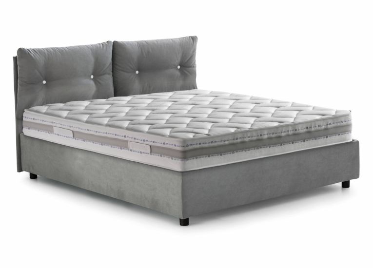 Letto piazza e mezza Angelica, Letto contenitore con rivestimento in tessuto, 100% Made in Italy, Apertura frontale, con materasso Cm 120x190 incluso, Grigio