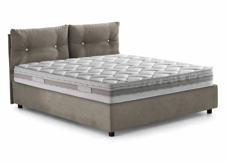 Letto piazza e mezza Angelica, Letto contenitore con rivestimento in tessuto, 100% Made in Italy, Apertura frontale, con materasso Cm 120x190 incluso, Tortora