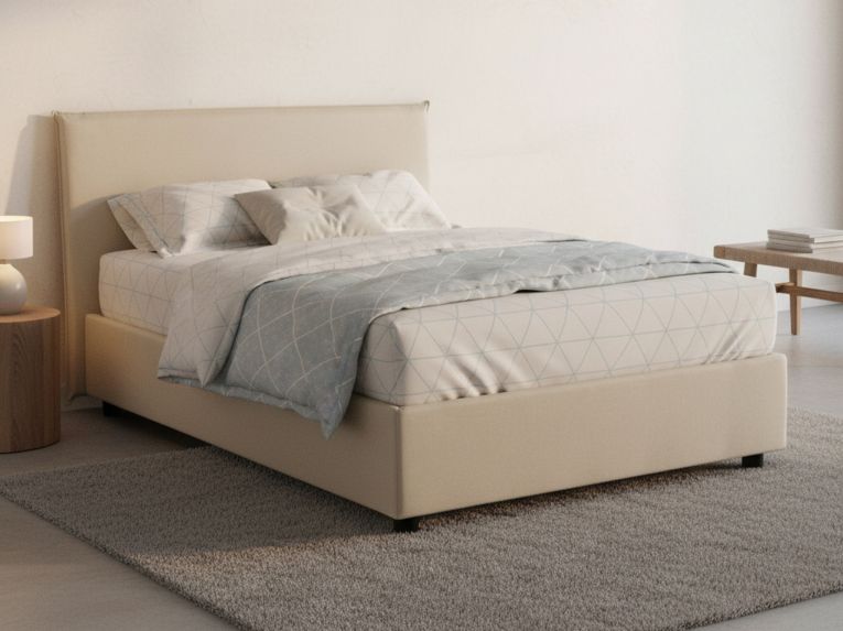Letto piazza e mezza Anissa, adatto per materasso Cm 120x200, Beige
