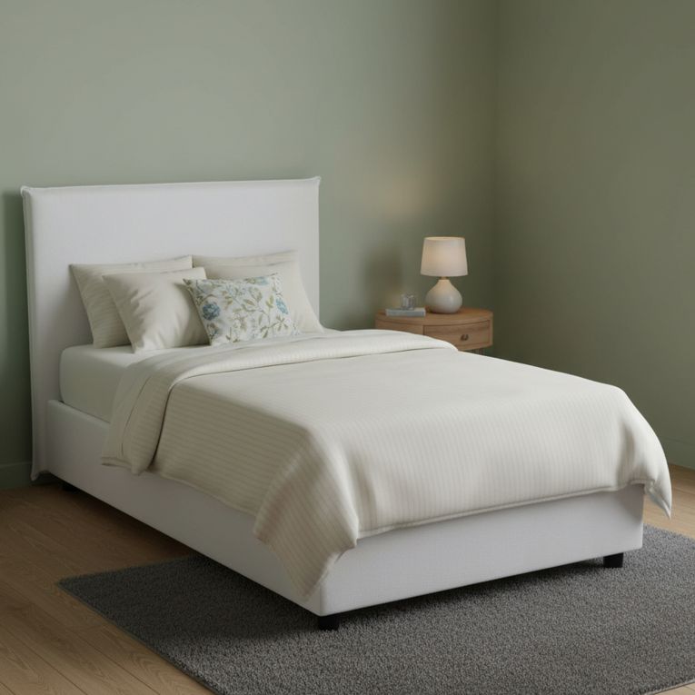 Letto piazza e mezza Anissa, adatto per materasso Cm 120x200, Bianco