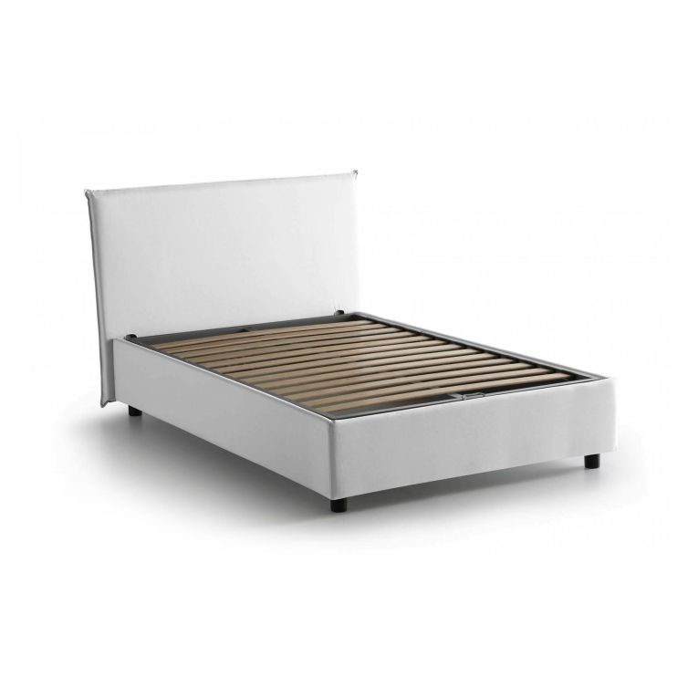 Letto piazza e mezza Anissa, adatto per materasso Cm 120x200, Bianco