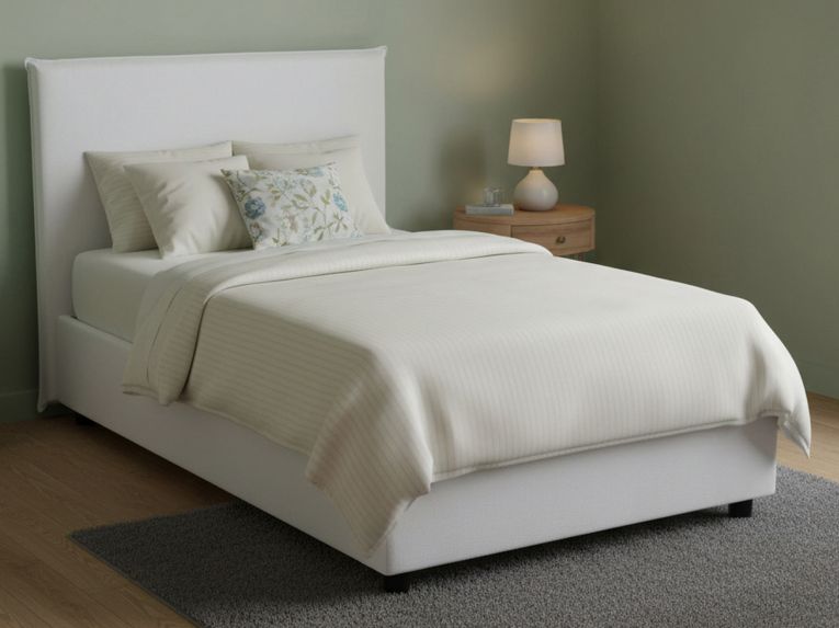 Letto piazza e mezza Anissa, adatto per materasso Cm 120x200, Bianco