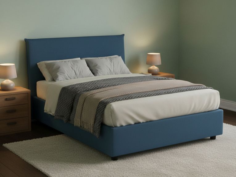 Letto piazza e mezza Anissa, adatto per materasso Cm 120x200, Blu