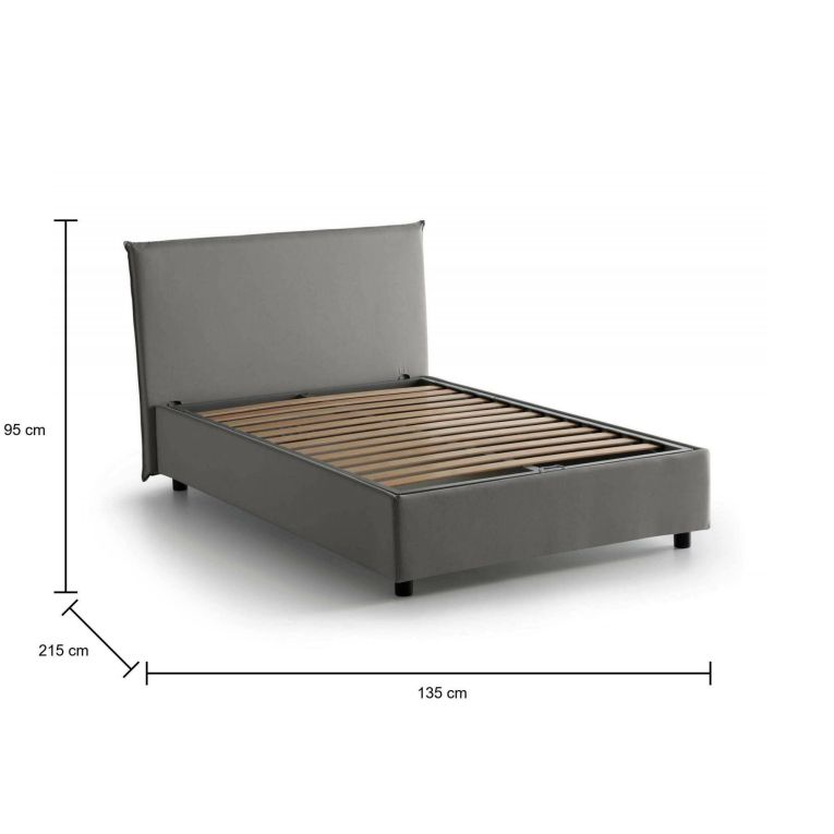 Letto piazza e mezza Anissa, adatto per materasso Cm 120x200, Grigio