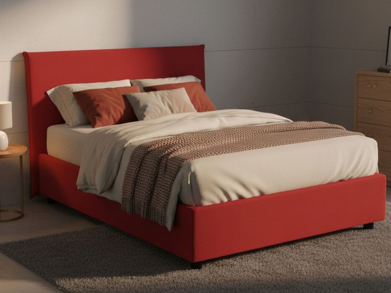 Letto piazza e mezza Anissa, adatto per materasso Cm 120x200, Rosso