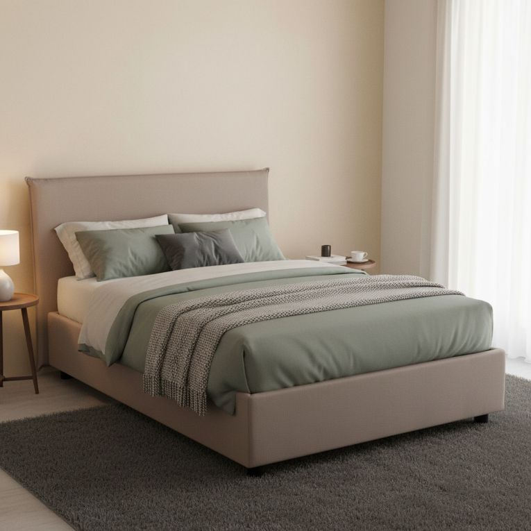 Letto piazza e mezza Anissa, adatto per materasso Cm 120x200, Tortora