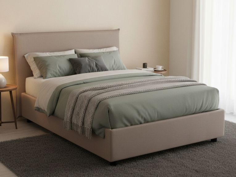 Letto piazza e mezza Anissa, adatto per materasso Cm 120x200, Tortora