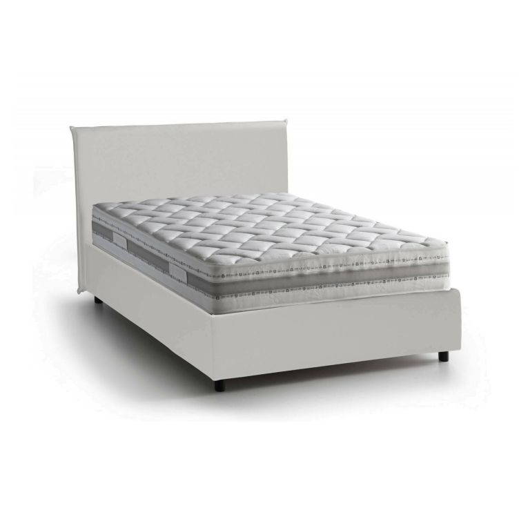 Letto piazza e mezza Ante, con materasso Cm 120x190 incluso, Bianco