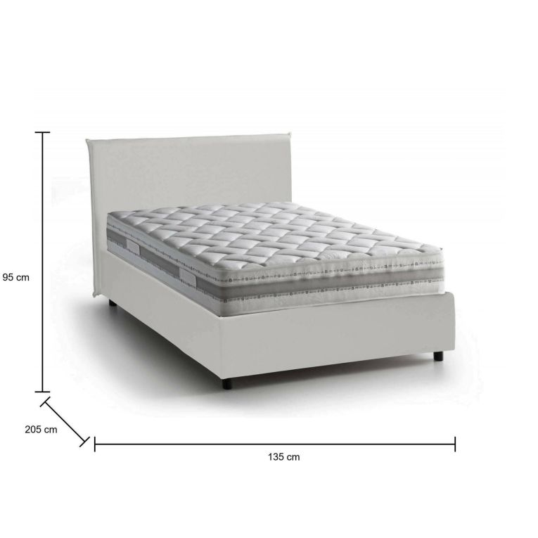 Letto piazza e mezza Ante, con materasso Cm 120x190 incluso, Bianco