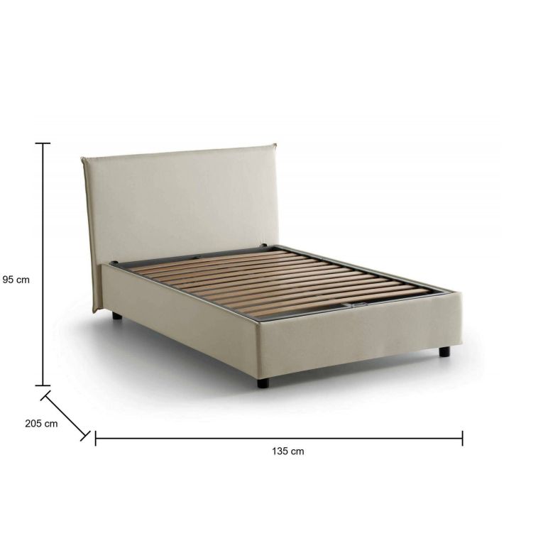 Letto piazza e mezza Anyta, adatto per materasso Cm 120x190, Beige
