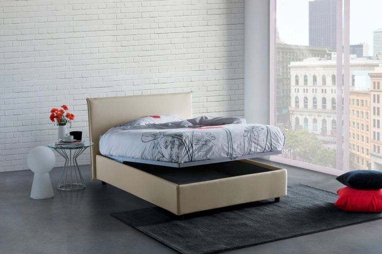 Letto piazza e mezza Anyta, adatto per materasso Cm 120x190, Beige