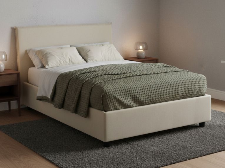 Letto piazza e mezza Anyta, adatto per materasso Cm 120x190, Beige