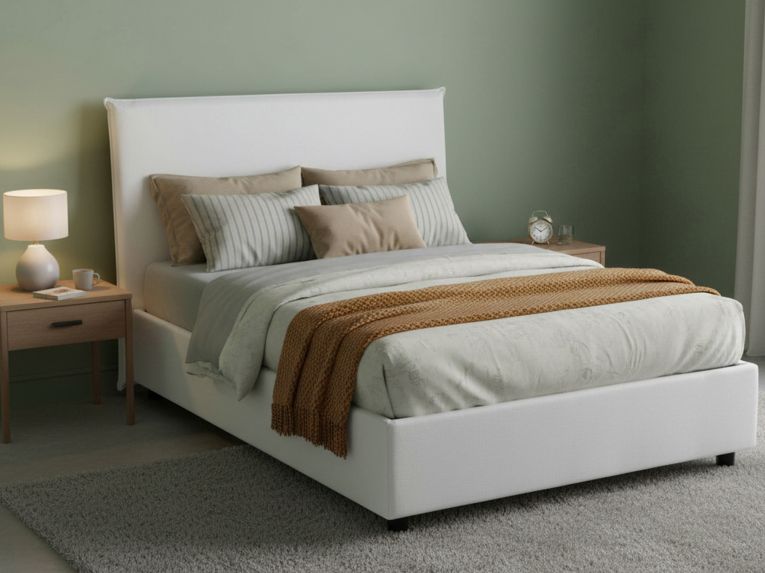 Letto piazza e mezza Anyta, adatto per materasso Cm 120x190, Bianco