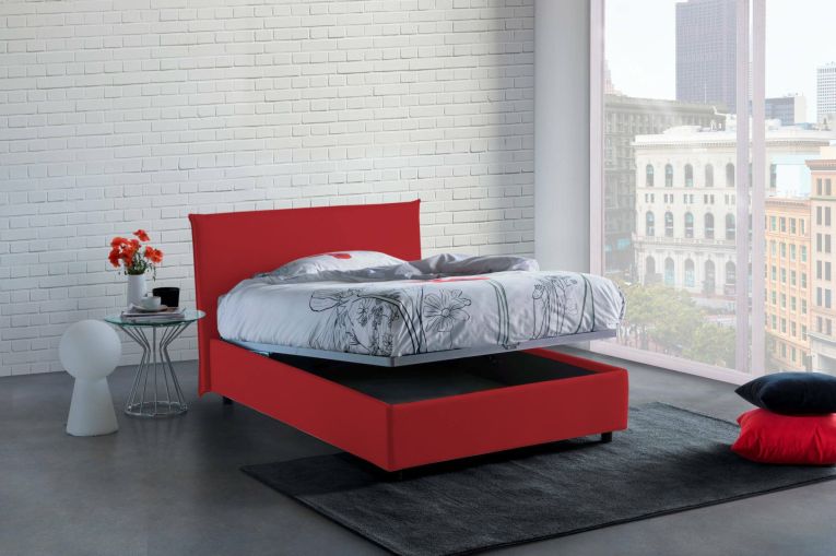 Letto piazza e mezza Anyta, adatto per materasso Cm 120x190, Rosso