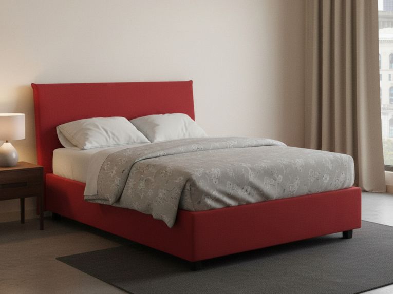 Letto piazza e mezza Anyta, adatto per materasso Cm 120x190, Rosso