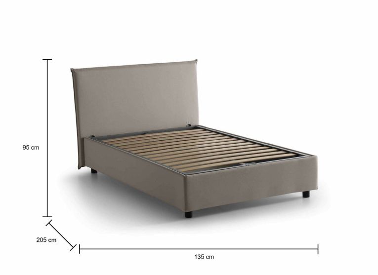 Letto piazza e mezza Anyta, adatto per materasso Cm 120x190, Tortora