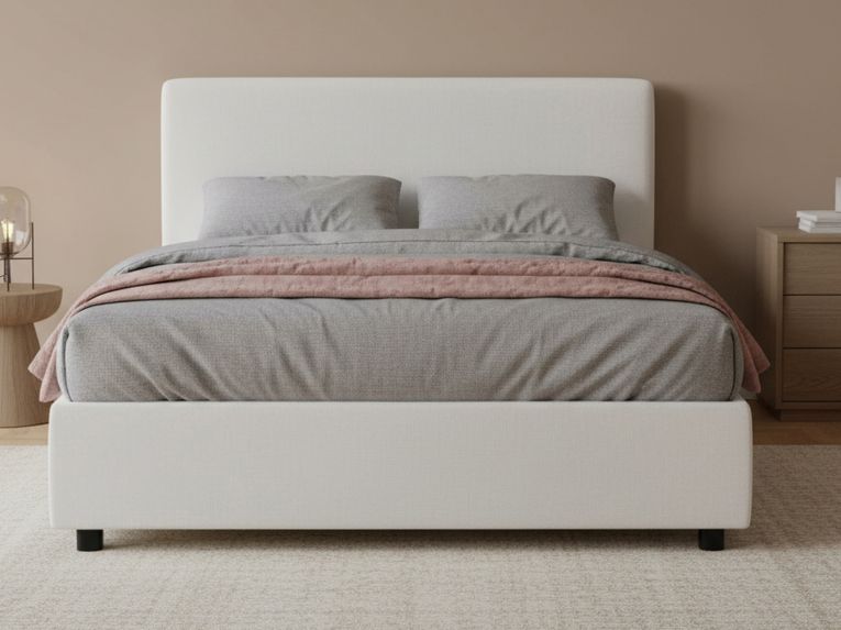 Letto piazza e mezza April, adatto per materasso Cm 120x200, Bianco