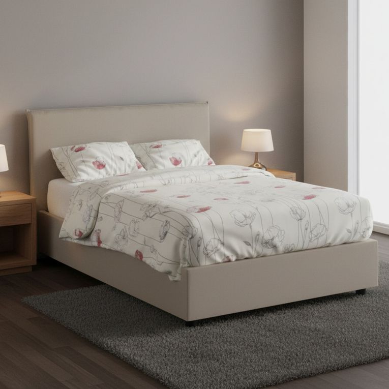 Letto piazza e mezza April, adatto per materasso Cm 120x200, Tortora