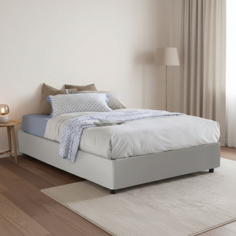 Letto piazza e mezza Arbo, adatto per materasso Cm 120x190, Bianco