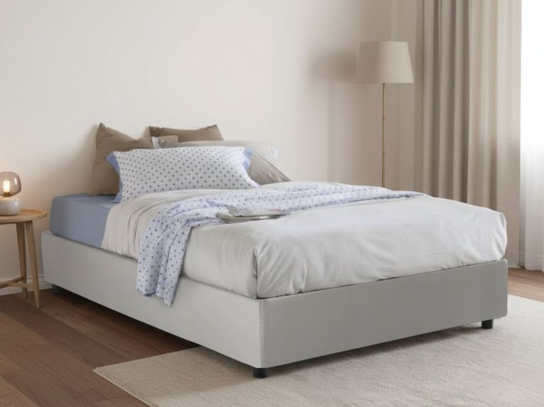 Letto piazza e mezza Arbo, adatto per materasso Cm 120x190, Bianco
