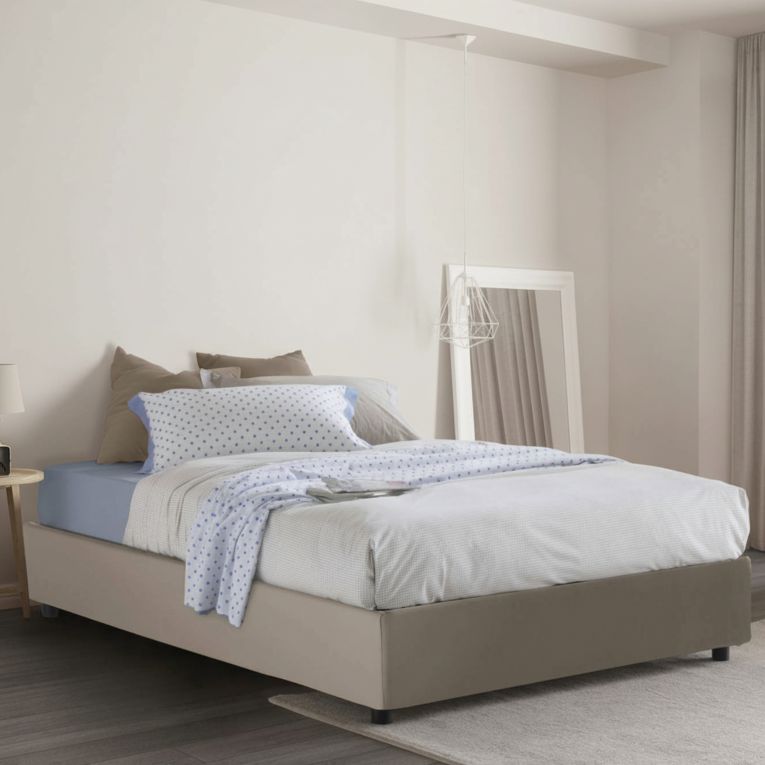 Letto piazza e mezza Arbo, adatto per materasso Cm 120x190, Tortora