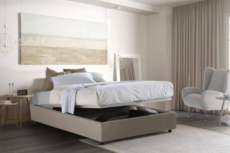 Letto piazza e mezza Arbo, adatto per materasso Cm 120x190, Tortora