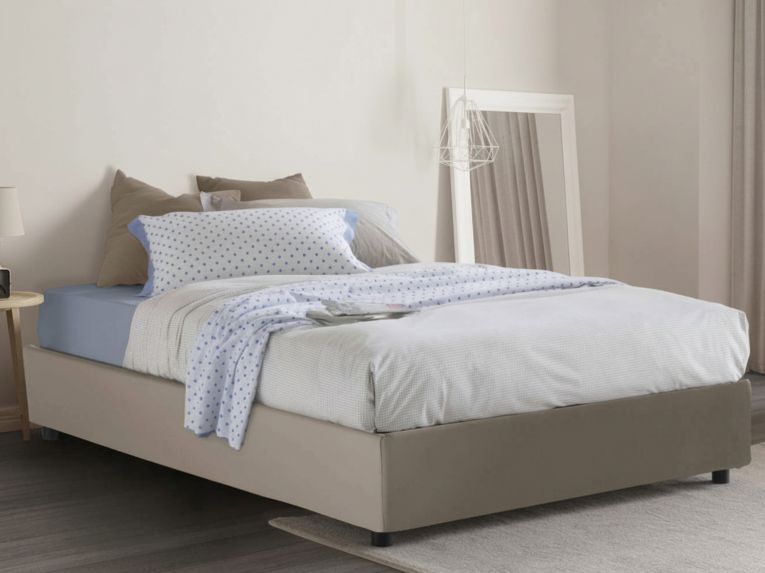 Letto piazza e mezza Arbo, adatto per materasso Cm 120x190, Tortora