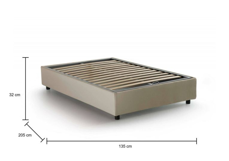 Letto piazza e mezza Ariba, adatto per materasso Cm 120x190, Beige