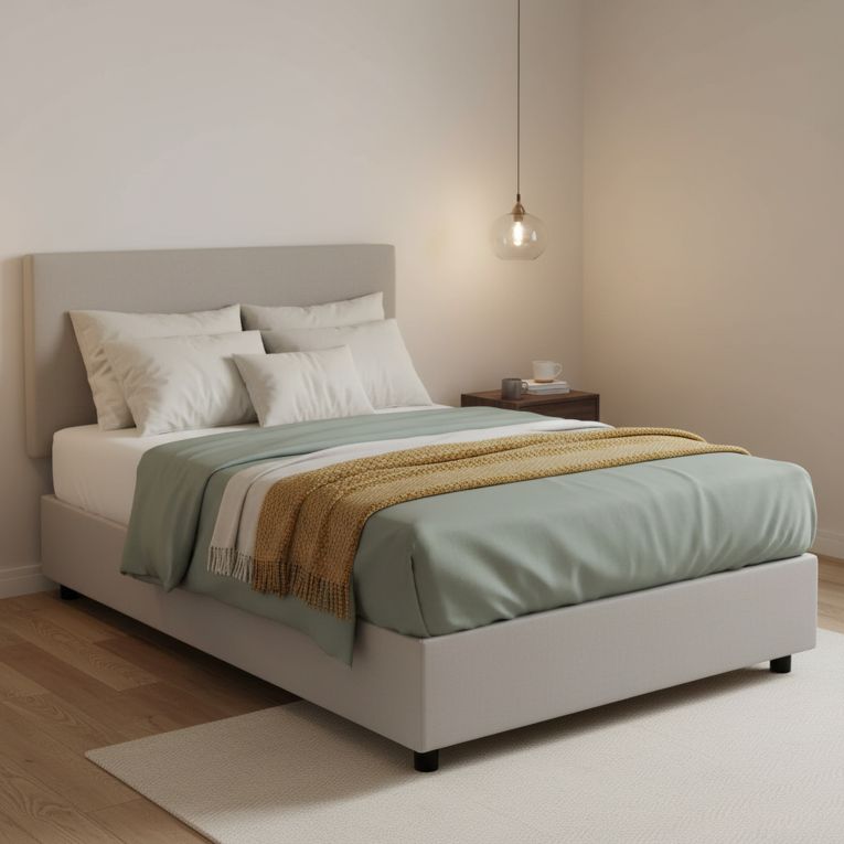 Letto piazza e mezza Ariba, adatto per materasso Cm 120x190, Bianco