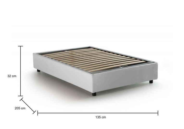 Letto piazza e mezza Ariba, adatto per materasso Cm 120x190, Bianco