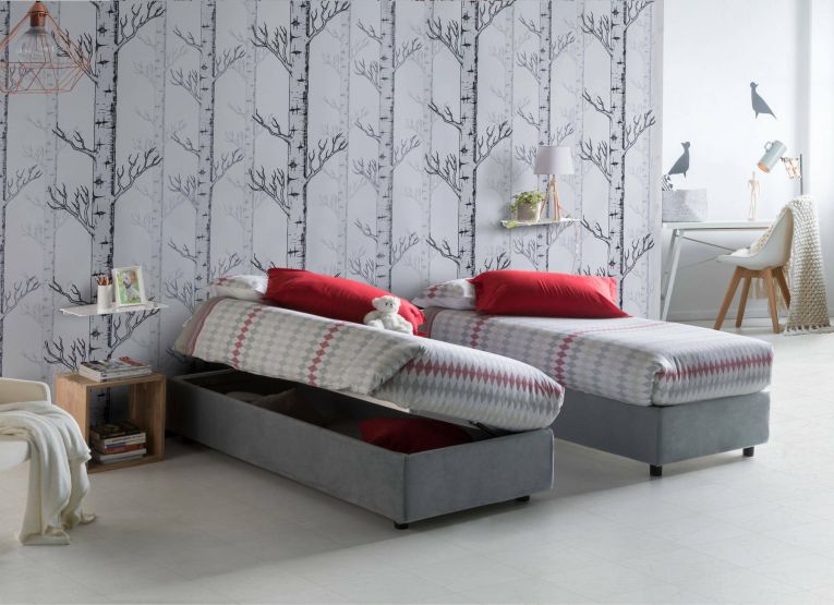 Letto piazza e mezza Ariba, adatto per materasso Cm 120x190, Grigio
