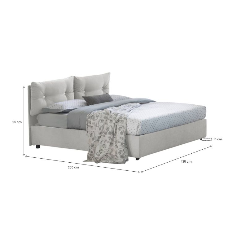 Letto piazza e mezza Arieta, con materasso Cm 120x190 incluso, Bianco