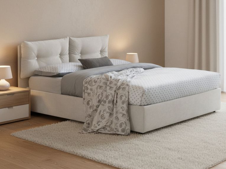 Letto piazza e mezza Arieta, con materasso Cm 120x190 incluso, Bianco