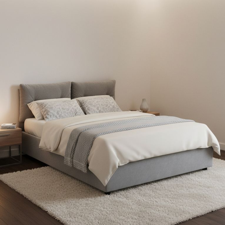 Letto piazza e mezza Arieta, con materasso Cm 120x190 incluso, Grigio