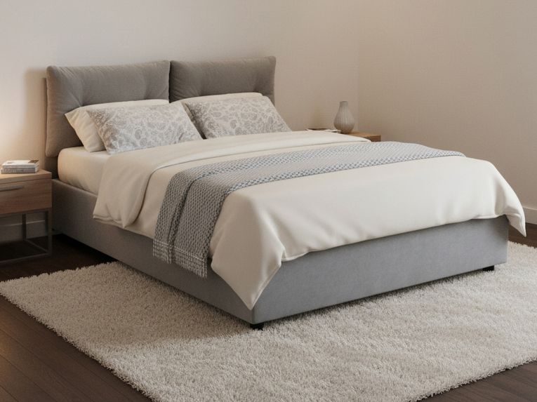 Letto piazza e mezza Arieta, con materasso Cm 120x190 incluso, Grigio