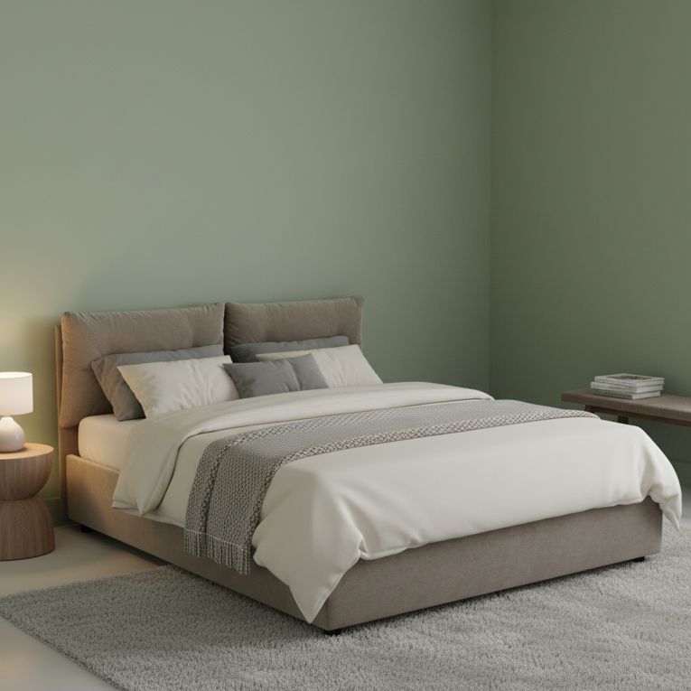 Letto piazza e mezza Arieta, con materasso Cm 120x190 incluso, Tortora