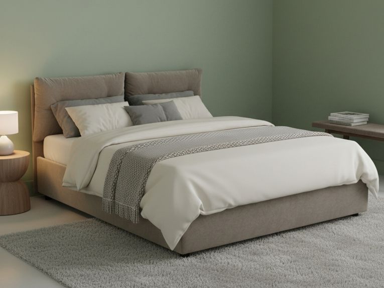 Letto piazza e mezza Arieta, con materasso Cm 120x190 incluso, Tortora