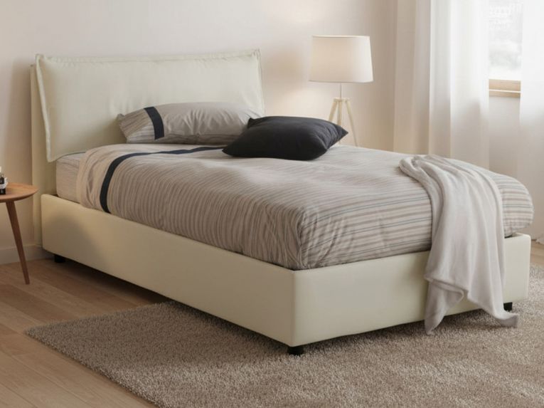 Letto piazza e mezza Arnaldo, adatto per materasso Cm 120x200, Beige