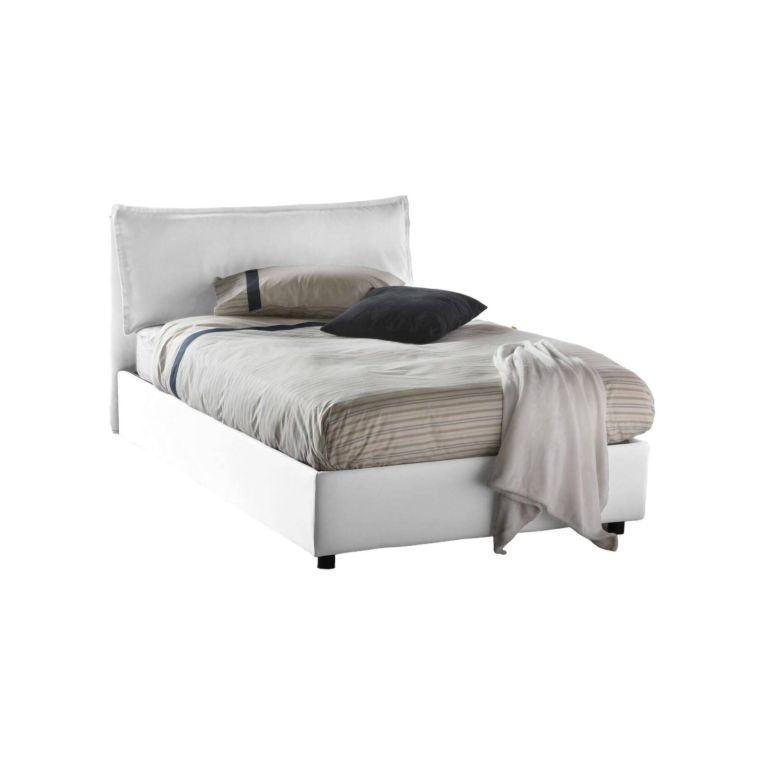 Letto piazza e mezza Arnaldo, adatto per materasso Cm 120x200, Bianco