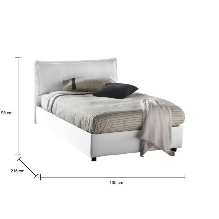 Letto piazza e mezza Arnaldo, adatto per materasso Cm 120x200, Bianco